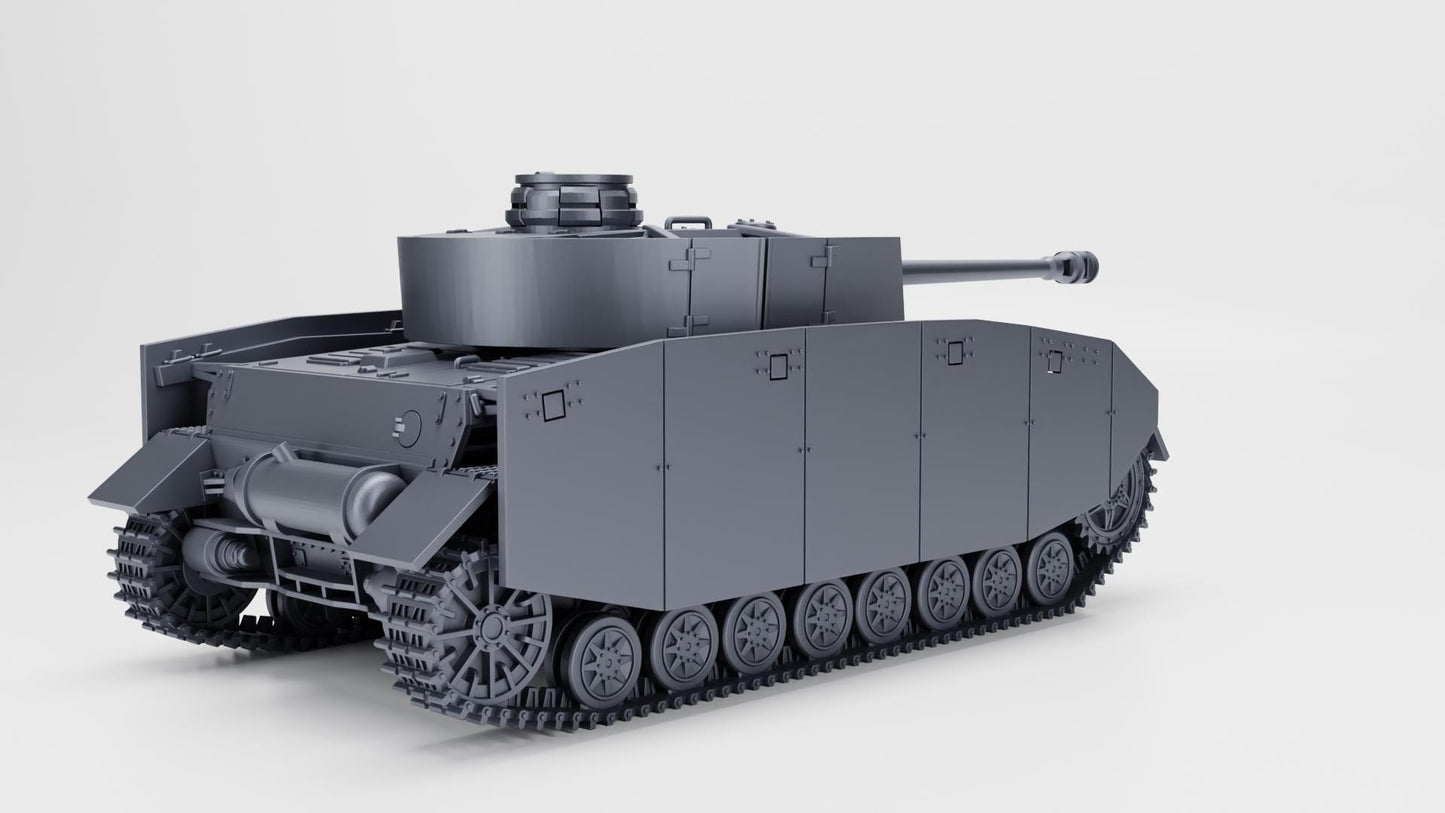 Panzer IV Ausf.H, WW2 German Tank, 1:56 Scale 3D Printed Miniature