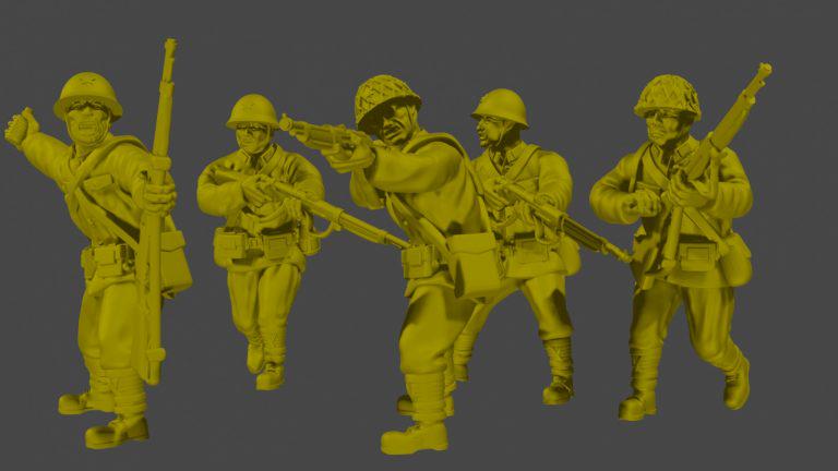Imperial japan riflemen (5) | 3D Printed Miniatures in 1:56 Scale Various Scales