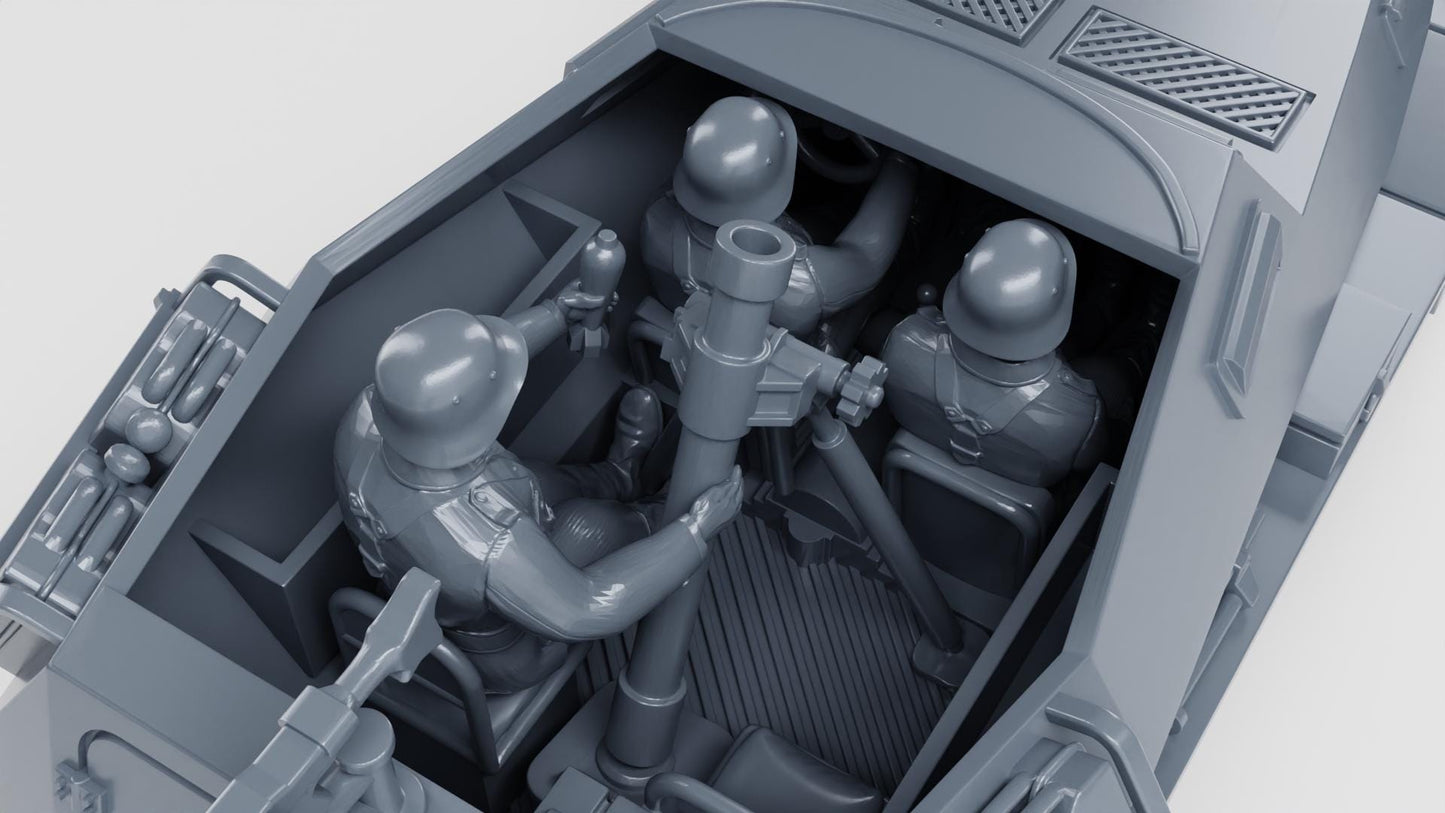 3D Printed WWII German Mortar Carrier Model: 28mm Wargaming Miniature