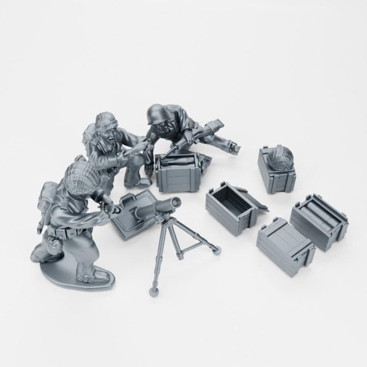 WW2 USA Infantry M1 81mm Mortar | 28mm, 1:56 Scale 3D Printed Miniatures (3)