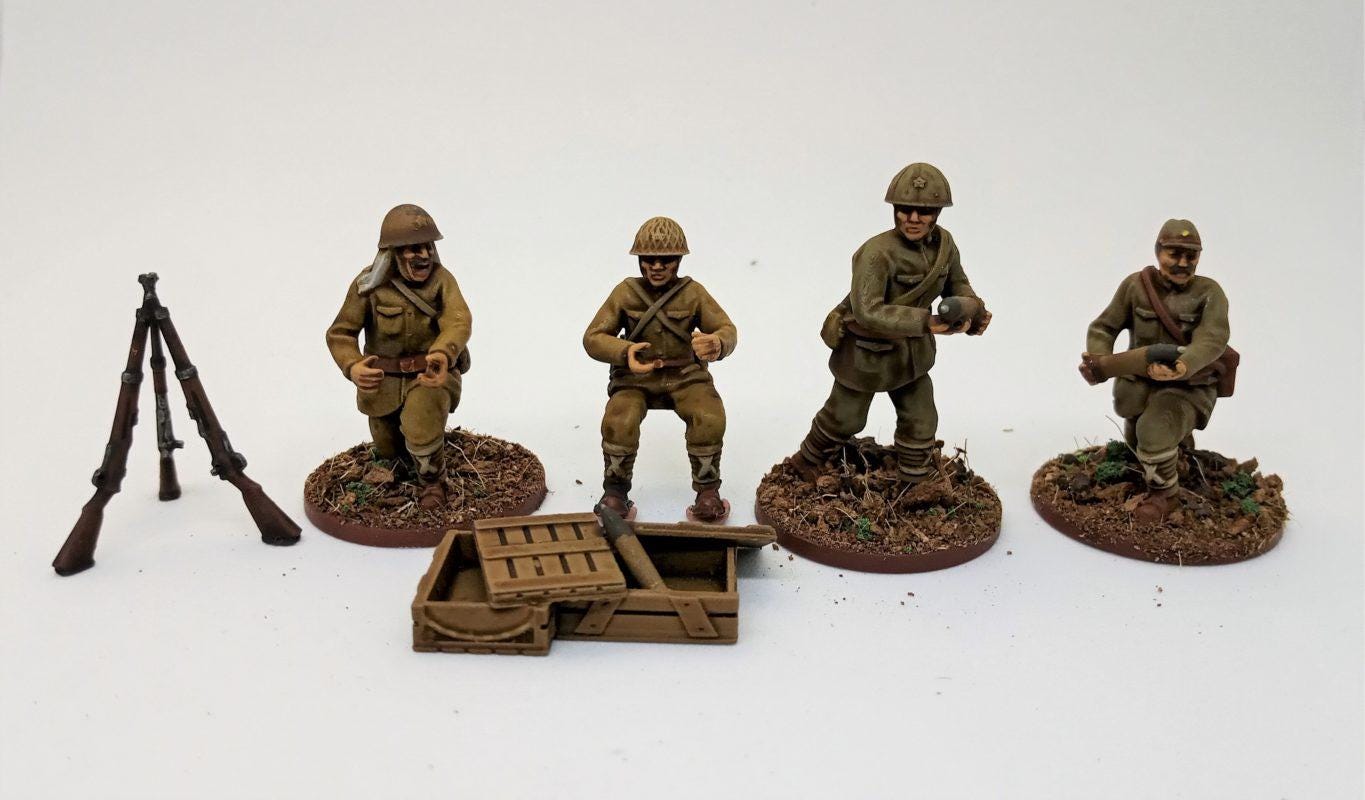 Imperial Japan generic artillery crew (4) | 3D Printed Miniatures in 1:56 Scale Various Scales