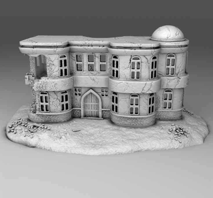 Wargaming Terrain Damaged Arab Apartment Building | 3D Printed Miniatures in 1:56 Scale Various Scales