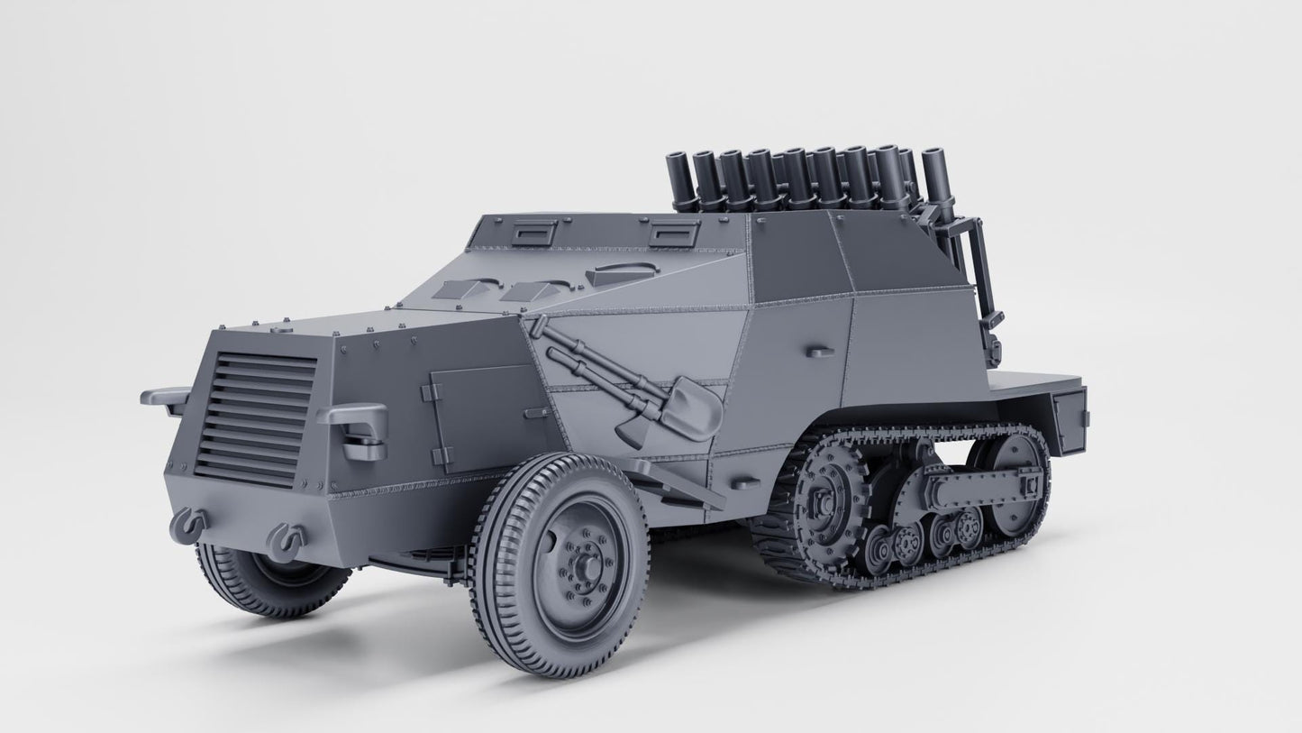 S307(f) Reihenwerfer, WW2 German 21st Panzer Division, 3D Printed Miniature (1:56 Scale)