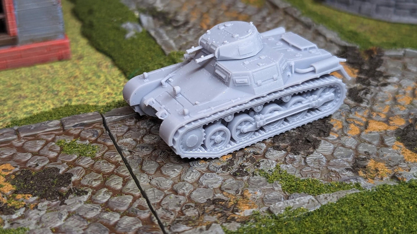 Panzer I Ausf.A Tank: Resin 3D Printed Miniature, 2 Turrets + 3 Tankmen