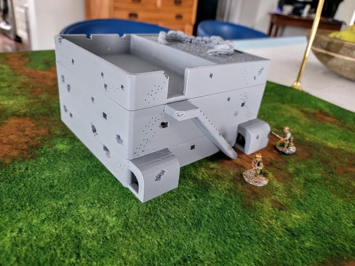 Wargaming Terrain Tarawa Japanese Command Bunker | 3D Printed Miniatures in 1:56 Scale Various Scales