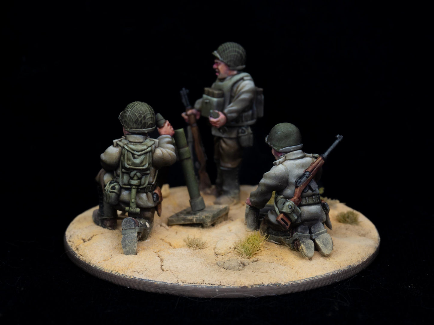 60mm Mortar 3 Man Squad | 28mm WW2 USA Infantry "Operation Torch"  | 3D Printed Miniatures in 1:56 Scale various Scales.