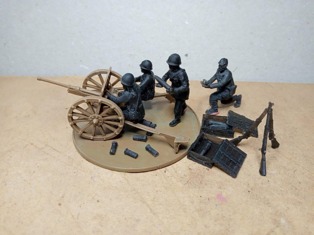 Imperial Japan generic artillery crew (4)  | 3D Printed Miniatures in 1:56 Scale Various Scales