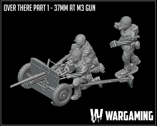 Infantry 37mm AT M3 Team | 28mm WW2 USA Infantry "Operation Torch" (8) | 3D Printed Miniatures in 1:56 Scale various Scales.