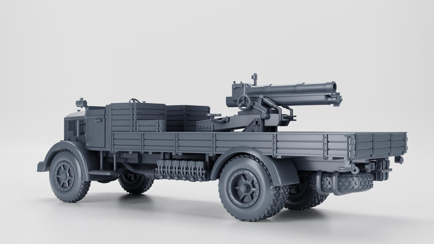 BA Battlegroup Autocannone da 100-17 su Lancia 3RO (WW2 Italy ) 3D Printed Various Scales