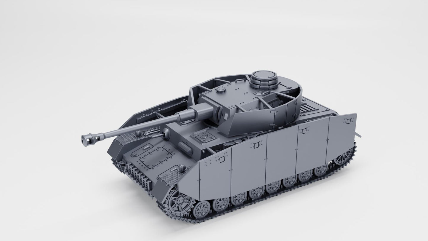 Panzer IV Ausf.H, WW2 German Tank, 1:56 Scale 3D Printed Miniature