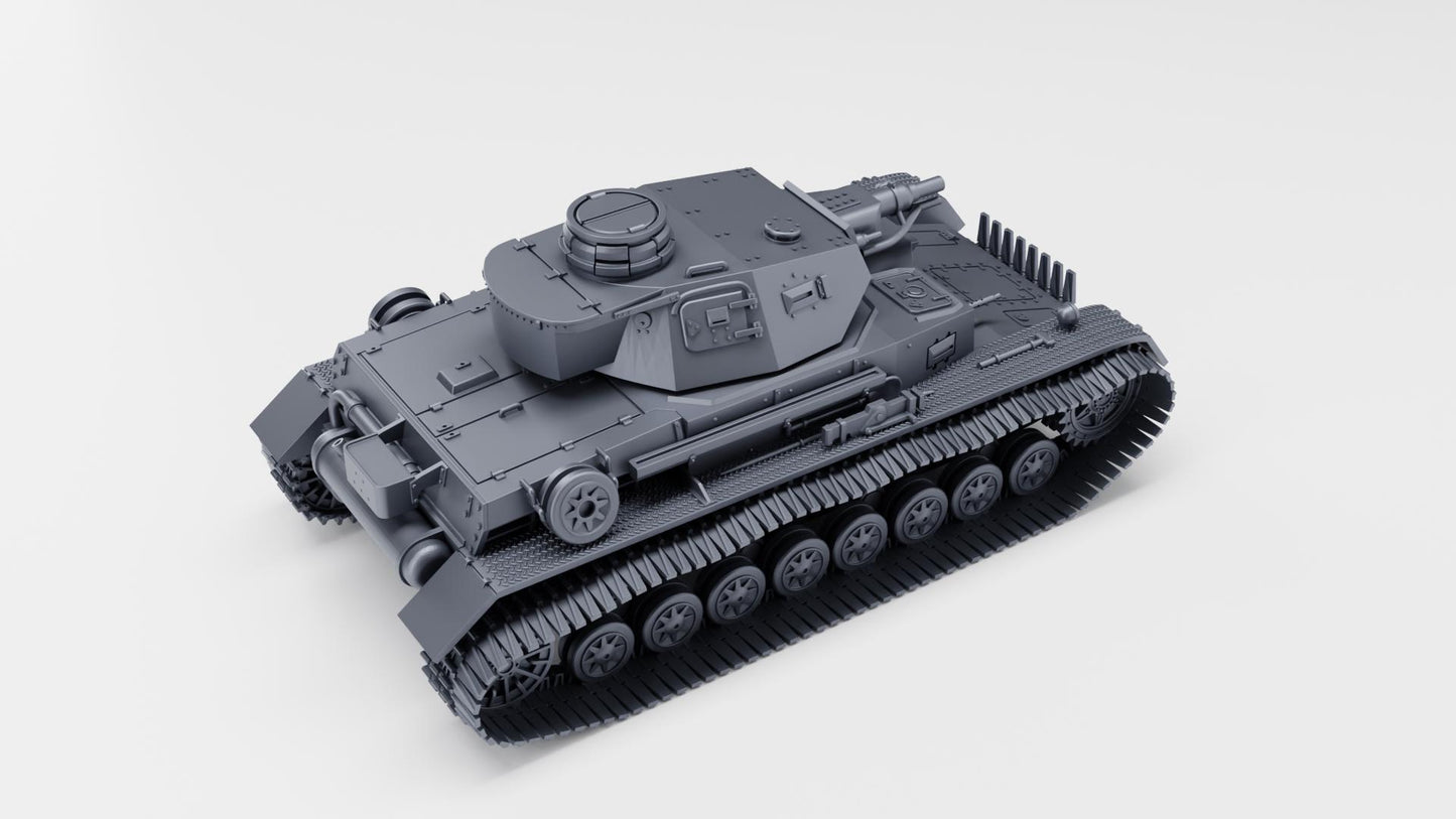 Panzer IV Ausf.D Winter Edition, 1:56 Scale 3D Printed Miniature