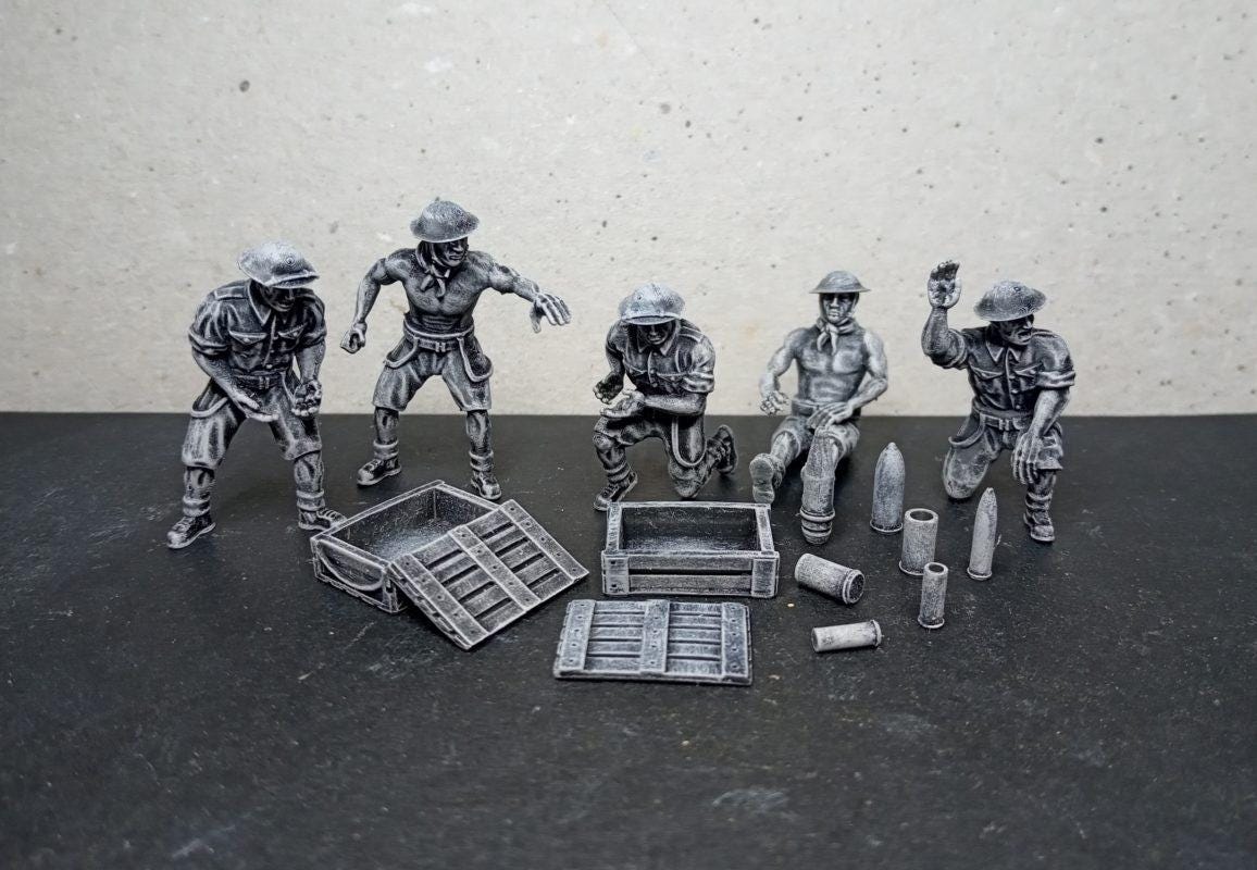 8th army gun crew British (5) | 3D Printed Miniatures in 1:56 Scale Various Scales
