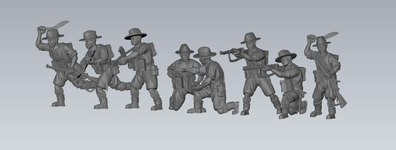 Gurkha combat squad(8) | 3D Printed Miniatures in 1:56 Scale Various Scales