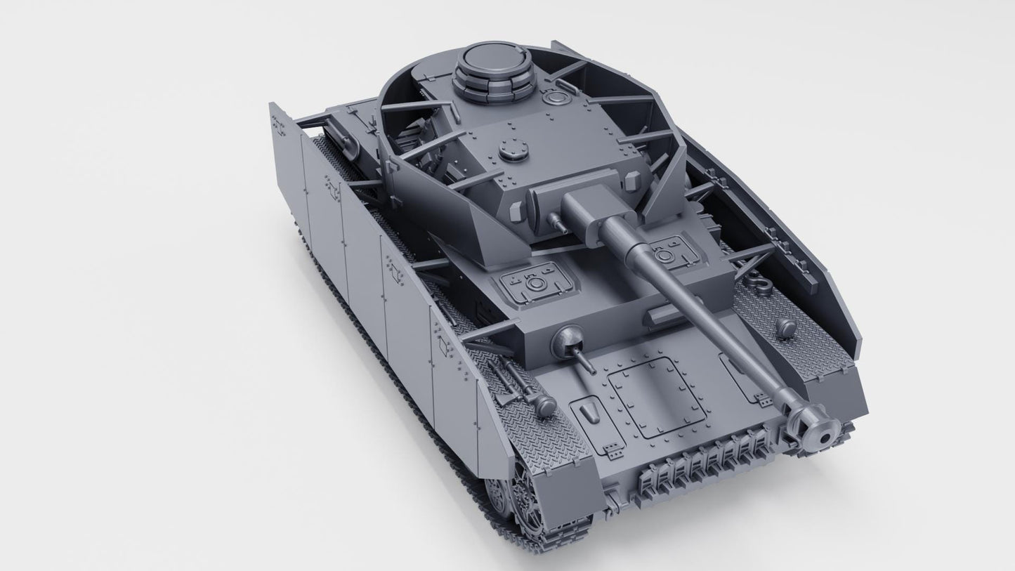 Panzer IV Ausf.H, WW2 German Tank, 1:56 Scale 3D Printed Miniature