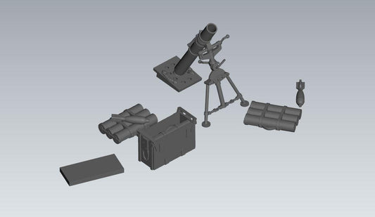 3D Printed Australian 3 inch Mortar and Crew - 1:56 Scale Miniatures