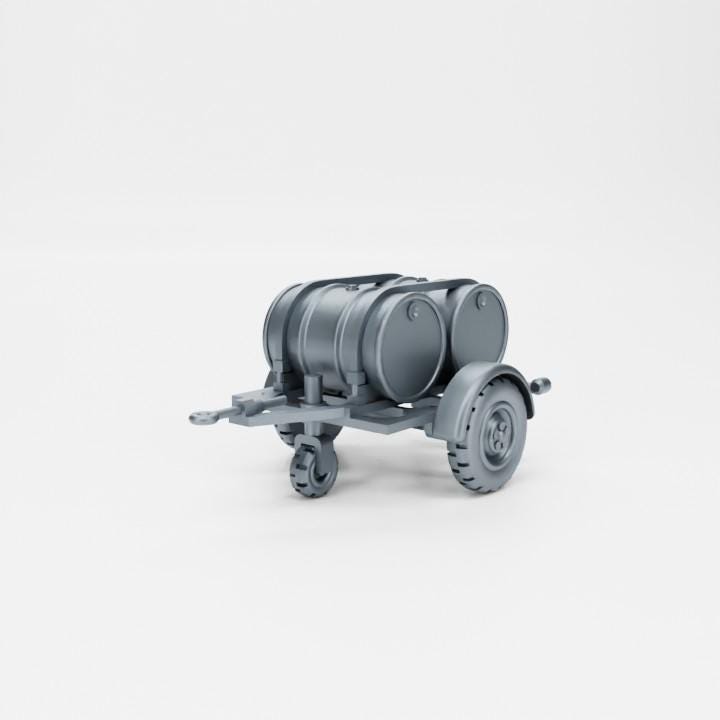 Bolt Action Battlegroup Fuel Trailer with 2 barrels Prop Terrain  (Germany WW2)