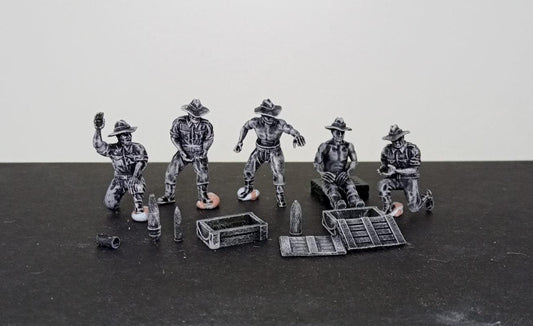 Australian gun crew  (5) | 3D Printed Miniatures in 1:56 Scale Various Scales