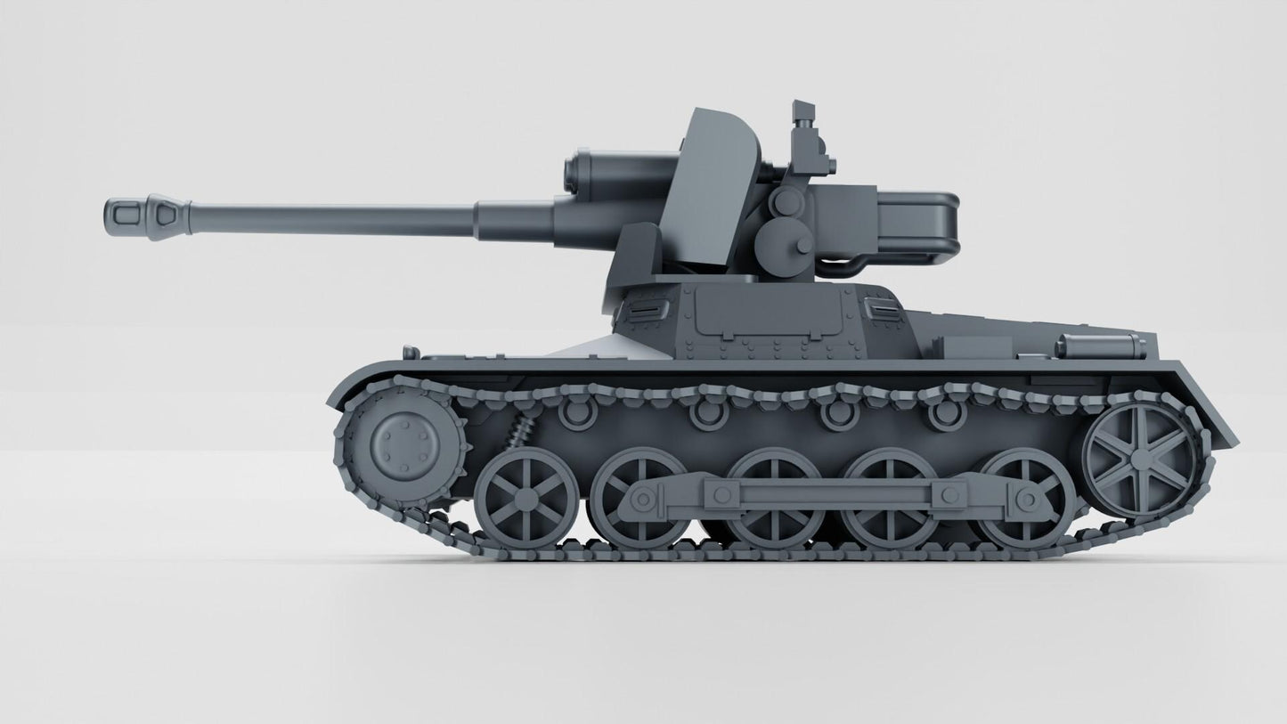 BA Battlegroup Panzerjager 1B Mitt 75mm Stuk (WW2 Germany) 3D Printed Various Scales
