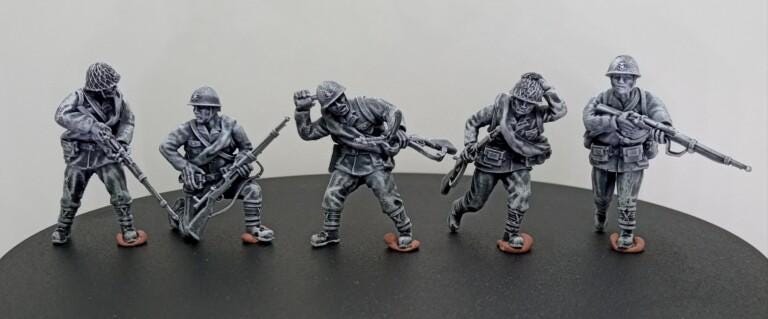 Imperial Japanese SNLF squad (5)  | 3D Printed Miniatures in 1:56 Scale Various Scales
