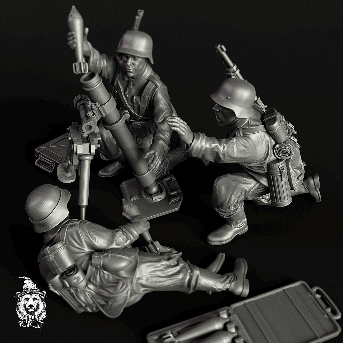 28mm Miniature Assault Pioneers | Mortar, Flamethrower, Sniper Team (3D Printed)