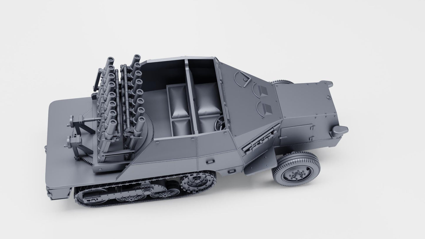 S307(f) Reihenwerfer, WW2 German 21st Panzer Division, 3D Printed Miniature (1:56 Scale)