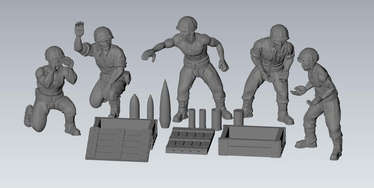 Imperial usmc gun crew  | 3D Printed Miniatures in 1:56 Scale Various Scales