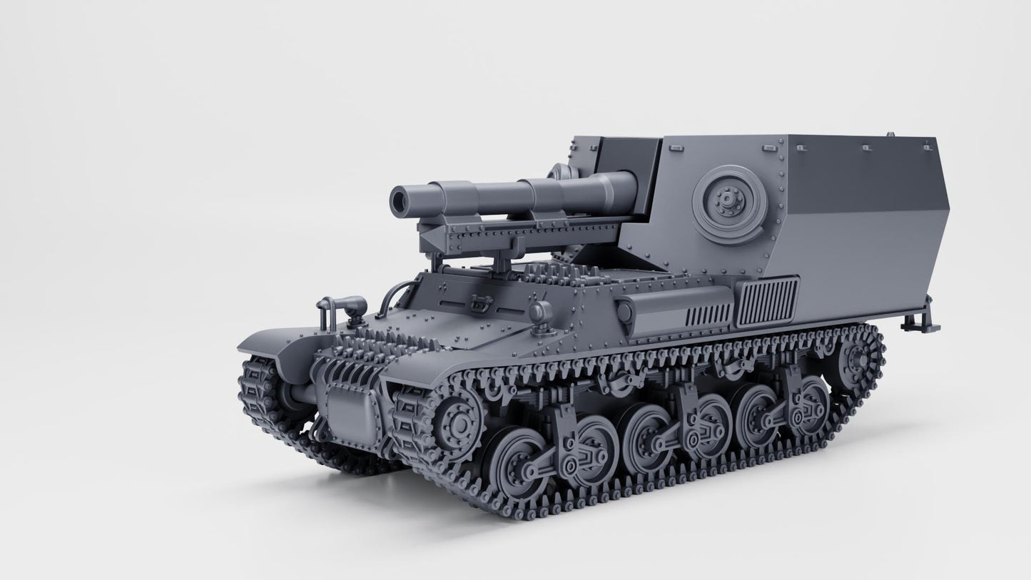 WW2 German 15cm sFH 13 auf Lorraine Schlepper, 1:56 Scale 3D Printed Miniature