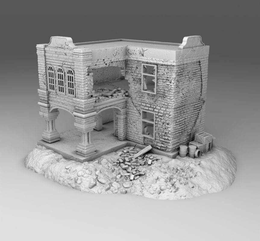 Wargaming Terrain  Damaged Arab Building 03 | 3D Printed Miniatures in 1:56 Scale Various Scales