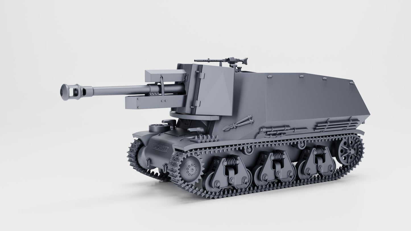 10.5cm leFH 18 auf GW 39H(f) WWII 3D Printed Miniature (1:56 Scale)