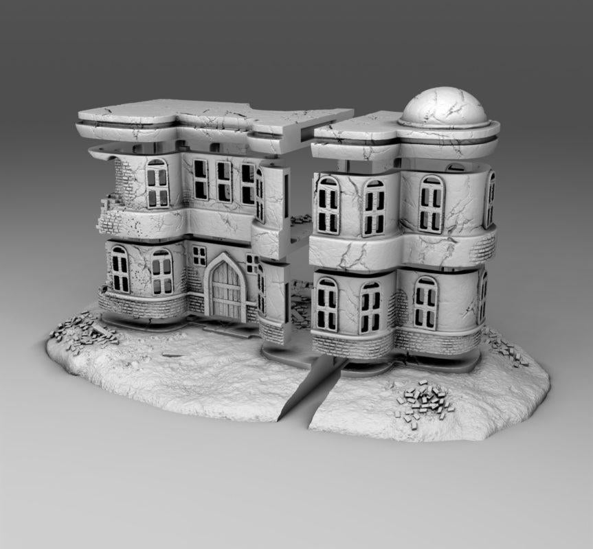 Wargaming Terrain  Damaged Arab Apartment Building  | 3D Printed Miniatures in 1:56 Scale Various Scales
