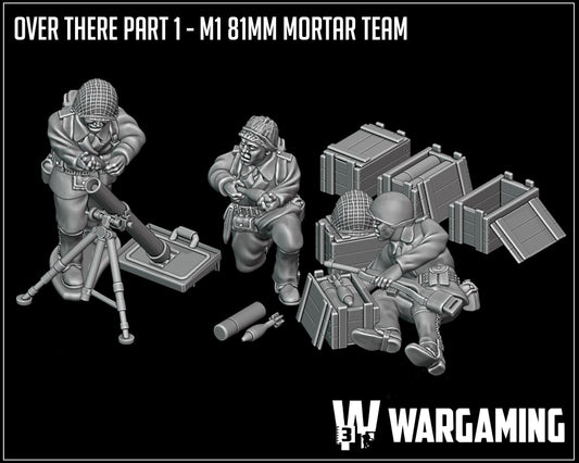 WW2 USA Infantry M1 81mm Mortar | 28mm, 1:56 Scale 3D Printed Miniatures (3)