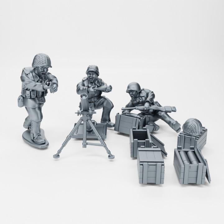 WW2 USA Infantry M1 81mm Mortar | 28mm, 1:56 Scale 3D Printed Miniatures (3)