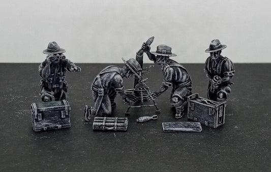 Gurkha 3 inch mortar and crew | 3D Printed Miniatures in 1:56 Scale Various Scales
