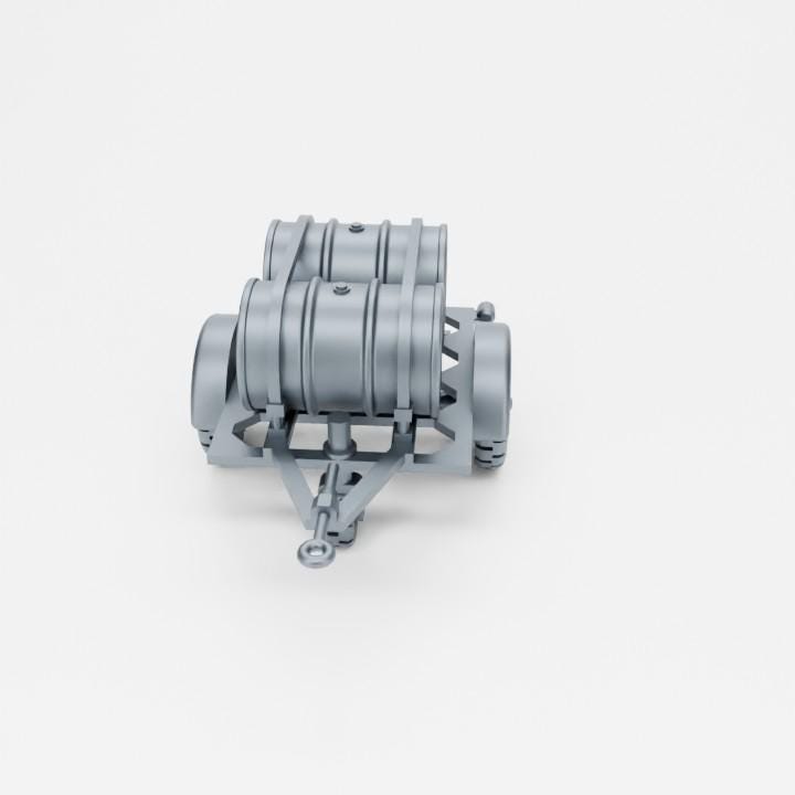 Bolt Action Battlegroup Fuel Trailer with 2 barrels Prop Terrain  (Germany WW2)