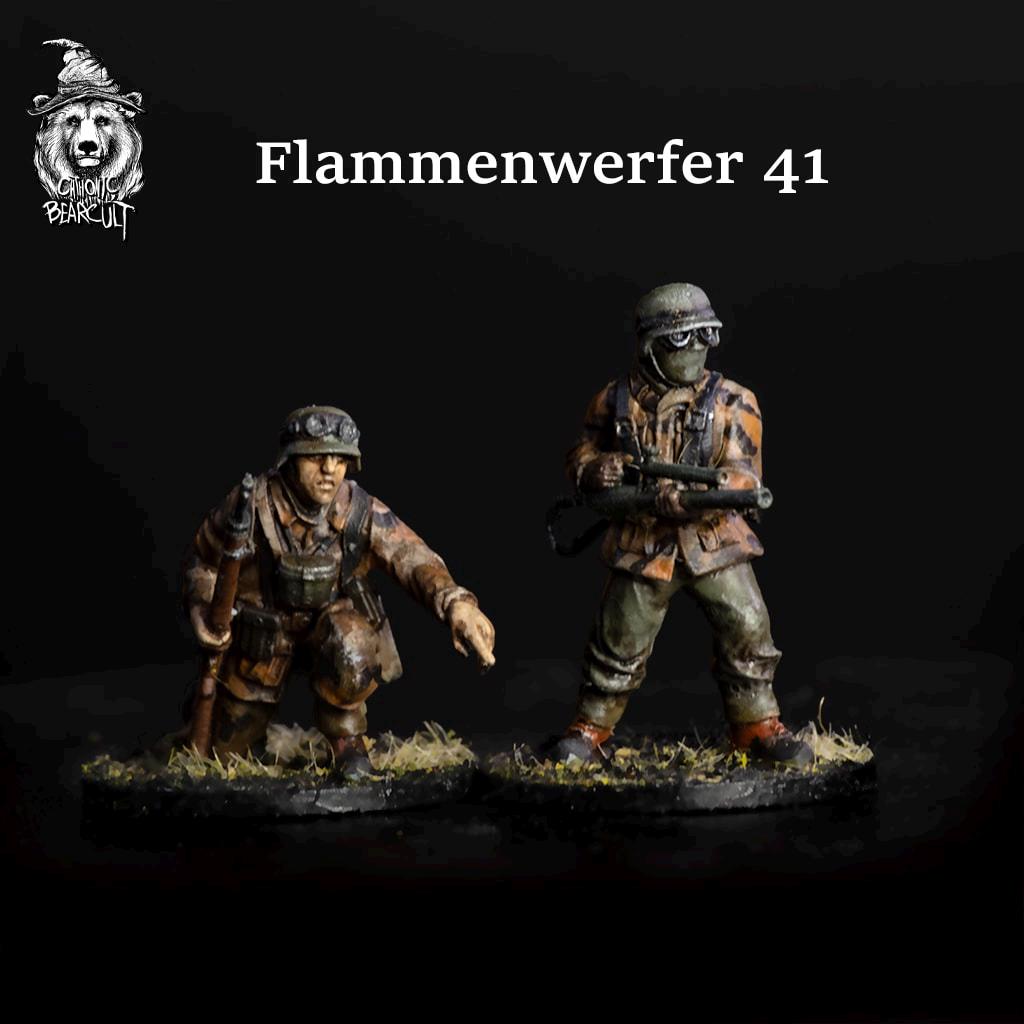 28mm Miniature Assault Pioneers | Mortar, Flamethrower, Sniper Team (3D Printed)