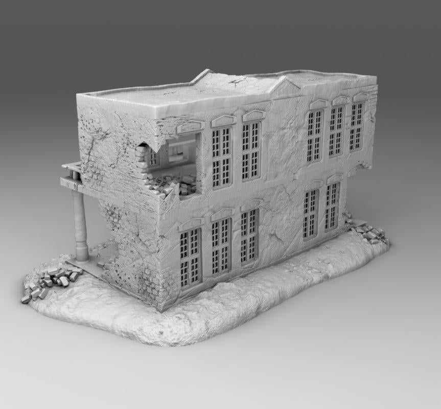 Wargaming Terrain  Damaged Arab Building 01| 3D Printed Miniatures in 1:56 Scale Various Scales