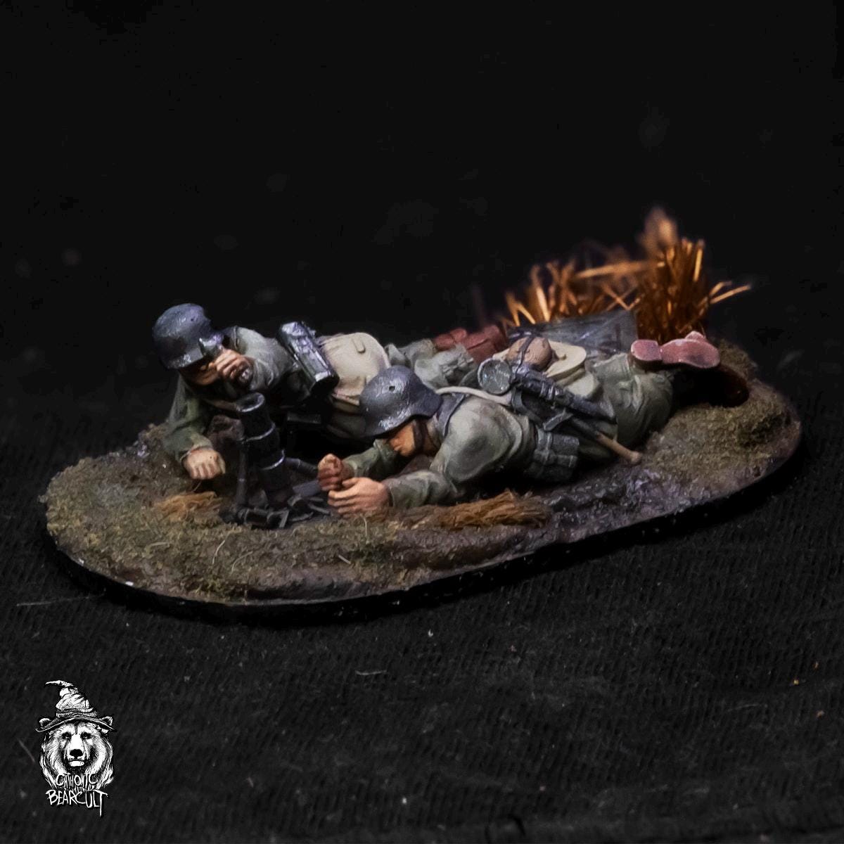 28mm Miniature Assault Pioneers | Mortar, Flamethrower, Sniper Team (3D Printed)