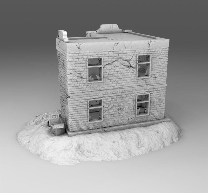 Wargaming Terrain  Damaged Arab Building 03 | 3D Printed Miniatures in 1:56 Scale Various Scales