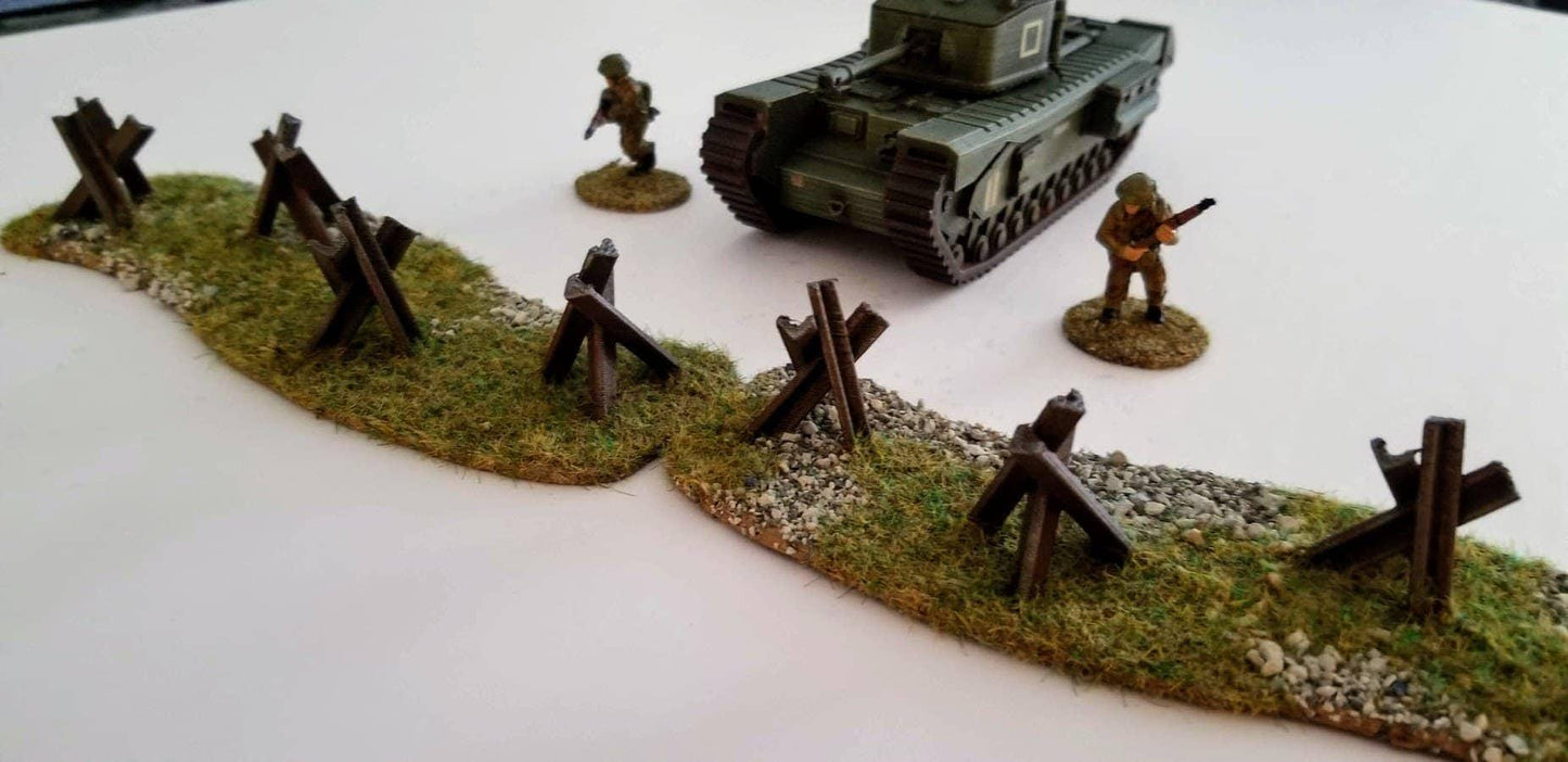 Wargaming Terrain Czech Hedgehog Set of 10    | 3D Printed Miniatures in 1:56 Scale Various Scales