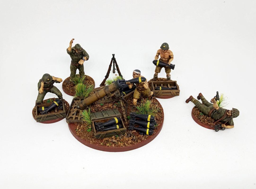 Imperial  Japan 150 mm Heavy Mortar and crew(5)  | 3D Printed Miniatures in 1:56 Scale Various Scales