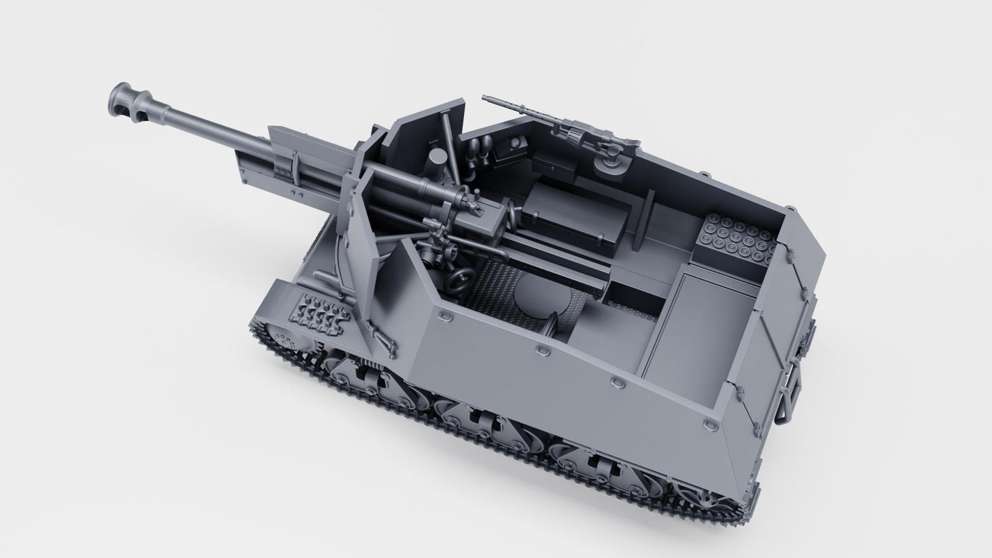 10.5cm leFH 18 auf GW 39H(f) WWII 3D Printed Miniature (1:56 Scale)