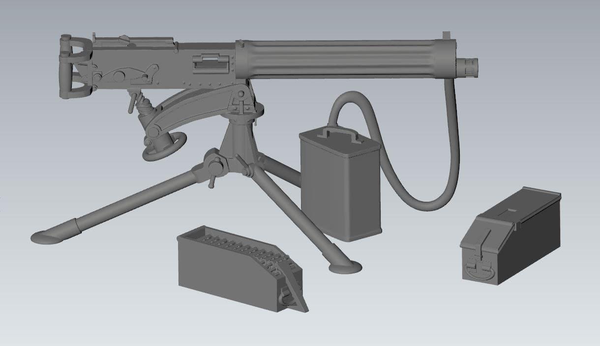 3D Printed Australian Vickers MMG and Crew - 1:56 Scale Miniatures