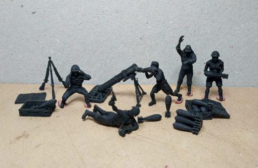 Imperial  Japan 150 mm Heavy Mortar and crew(5)  | 3D Printed Miniatures in 1:56 Scale Various Scales