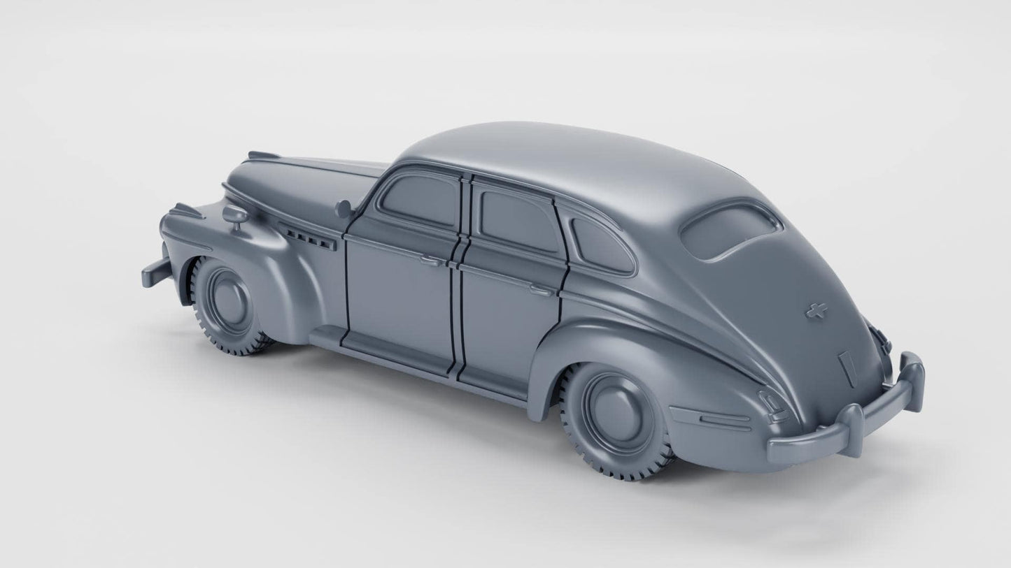 3D Printed Buick Century Series 60 Staff Car, 1941 WWII Vehicle Miniature