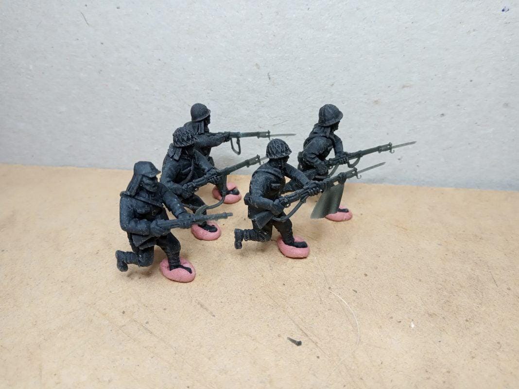 Japanese Imperial Japan Banzai charge squad (5) | 3D Printed Miniatures in 1:56 Scale Various Scales