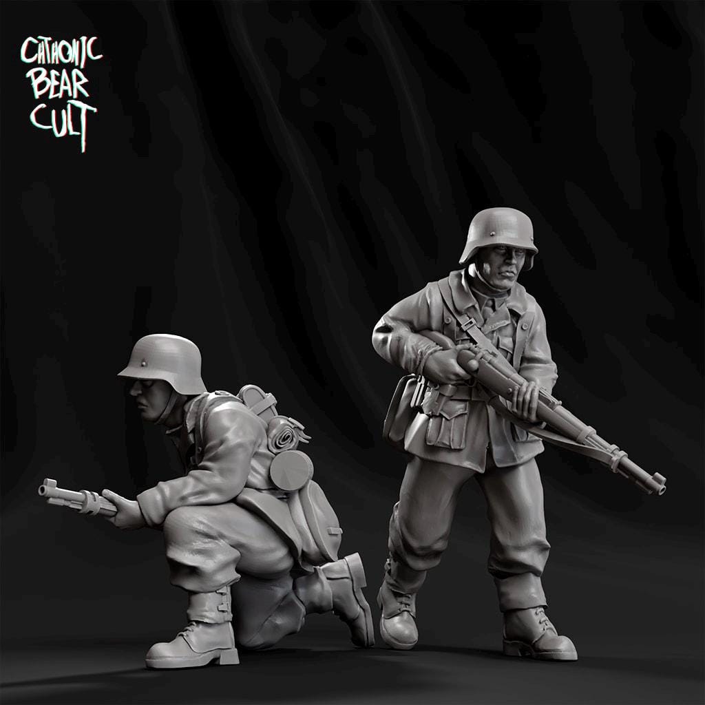 Infantry Riflemen/SMG | 28mm WW2 German Infantry (11)  | 3D Printed Miniatures in 1:56 Scale