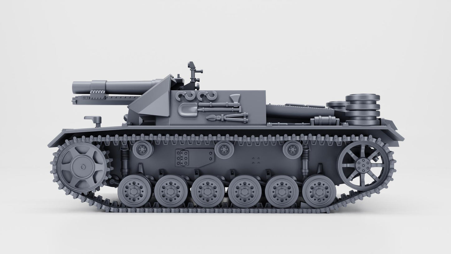 15 cm sIG 33 (Sf) auf Panzerkampfwagen III  (Germany, WW2) Various Scales 3D Printed