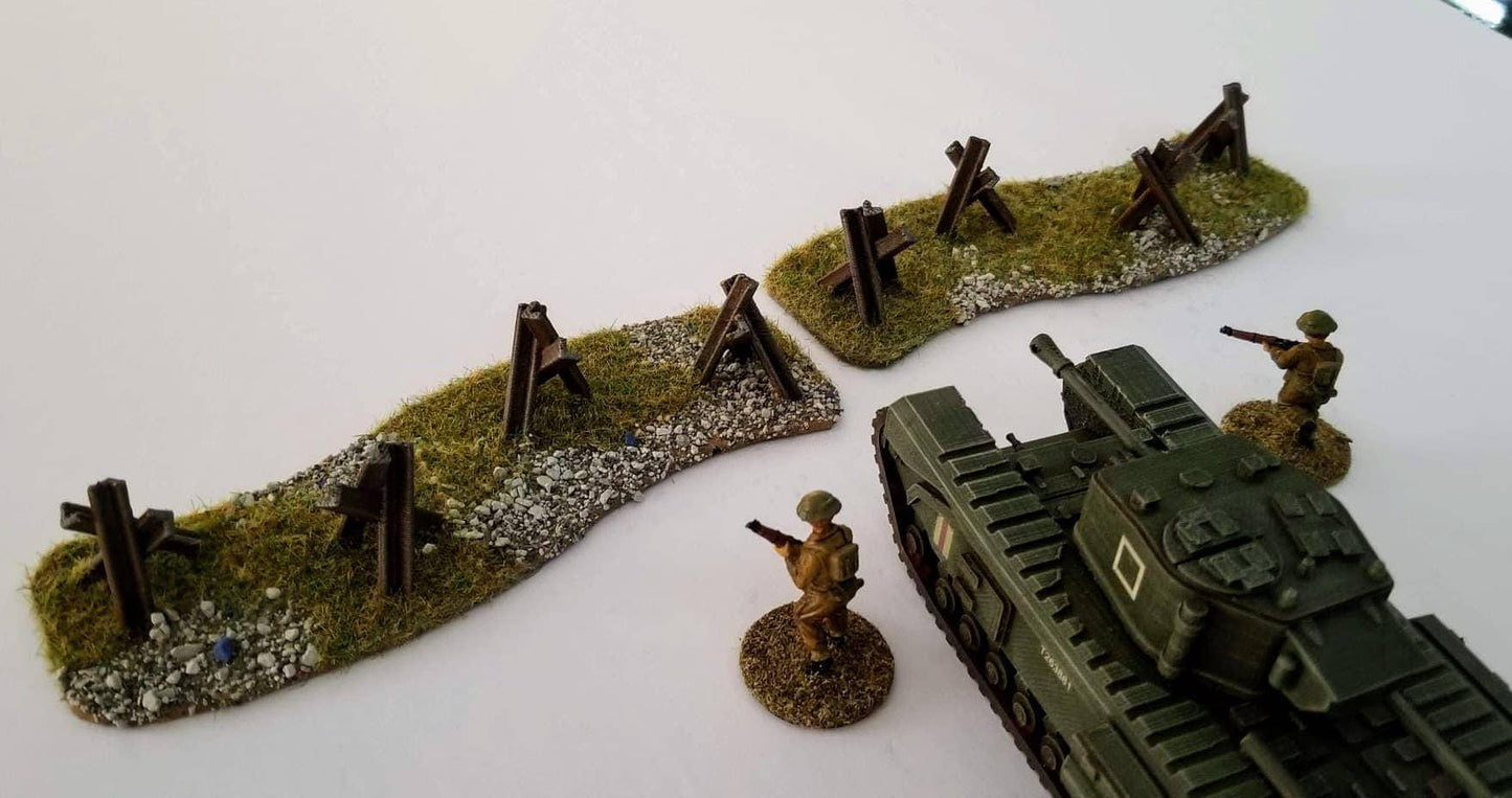 Wargaming Terrain Czech Hedgehog Set of 10    | 3D Printed Miniatures in 1:56 Scale Various Scales