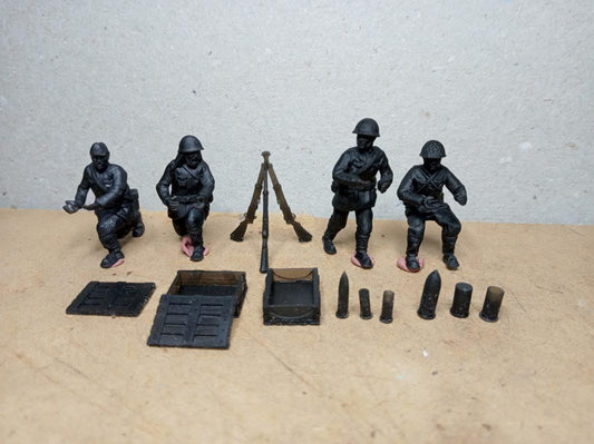 Imperial Japan generic artillery crew (4)  | 3D Printed Miniatures in 1:56 Scale Various Scales