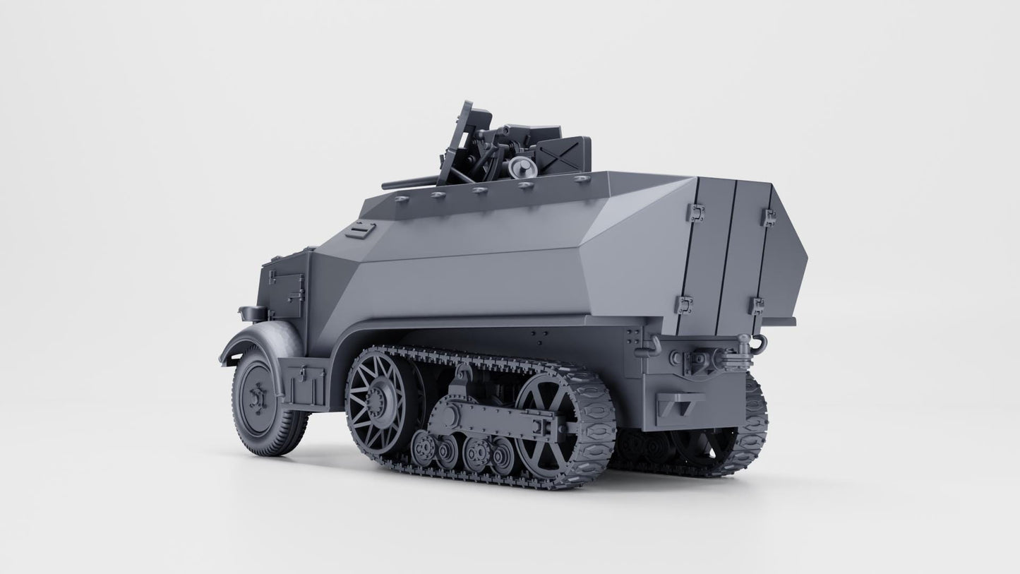 Unic U304(f) with PaK 36, 21st Panzer Division, 1:56 Scale 3D Printed Miniature